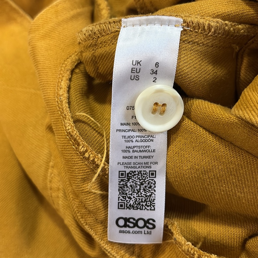 ASOS Mustard Yellow Overalls with Button Accent Women’s 6 - Picture 8 of 11
